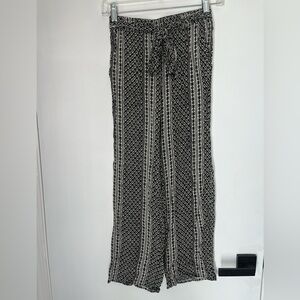 Elegant Black and White Patterned Wide Leg Pants